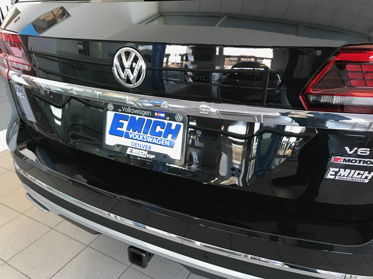 VW on the showroom floor of Emich VW in Denver