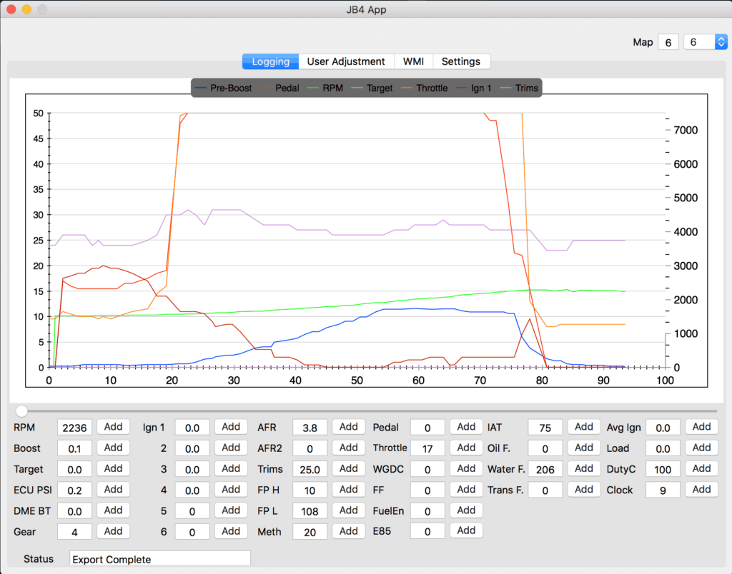 WOT Pulls Logging with JB4.app Golf Alltrack 6MT